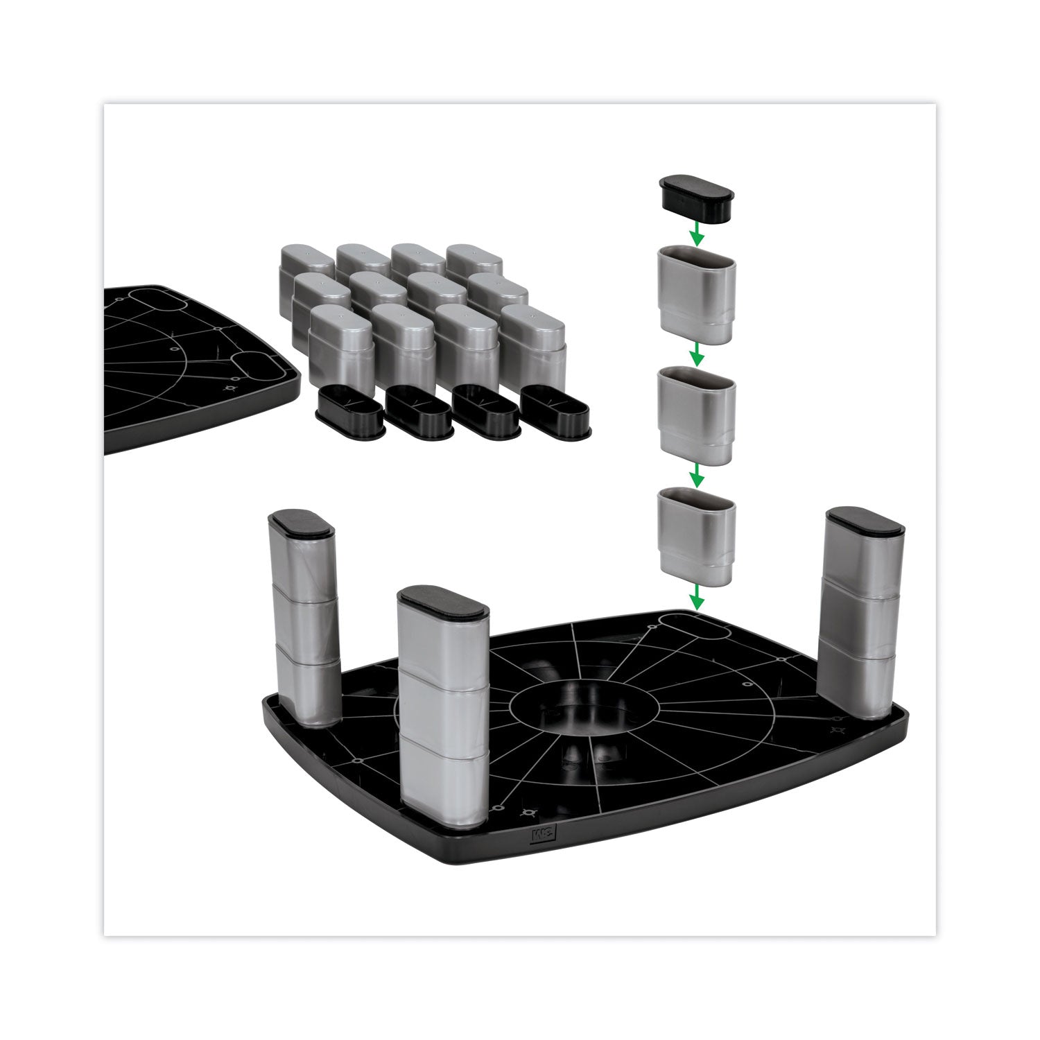 3M™ Adjustable Height Monitor Stand - Ergonomic Black/Silver Desktop Riser (15