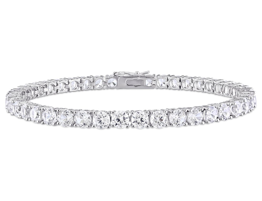 14.24 Carat Lab-Created White Sapphire Tennis Bracelet in Sterling Silver - Elegant Jewelry for Weddings, Anniversaries & Special Occasions