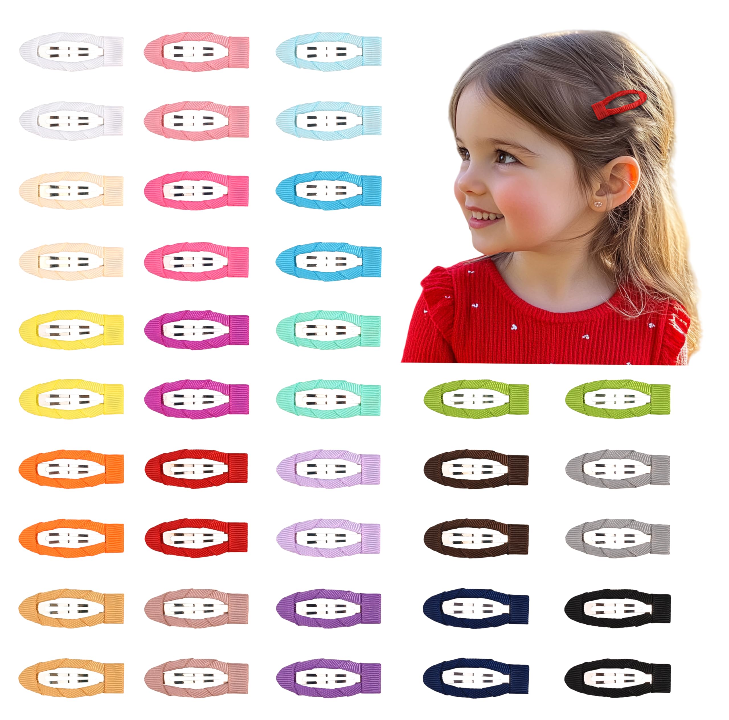 No-Slip 2 Inch Snap Hair Clips for Toddlers, Girls, Kids & Women - 20 Pairs Solid Color Hair Barrettes - Perfect for School, Parties & Everyday Styling