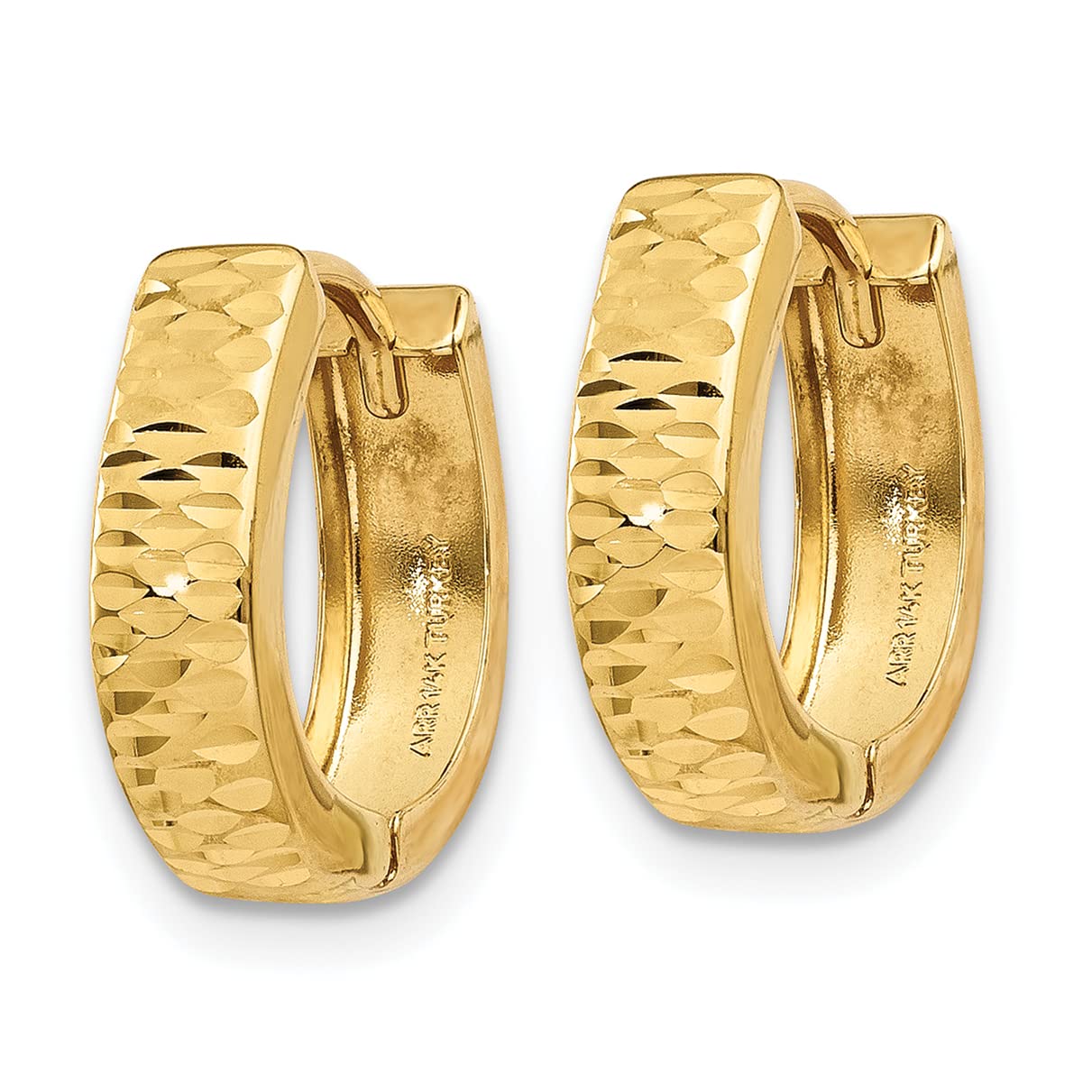 14K Yellow Gold Textured & Polished Hinged Hoop Earrings - 12mm | Avariah Luxury Jewelry for Women | Perfect for Everyday Wear, Parties & Special Occasions