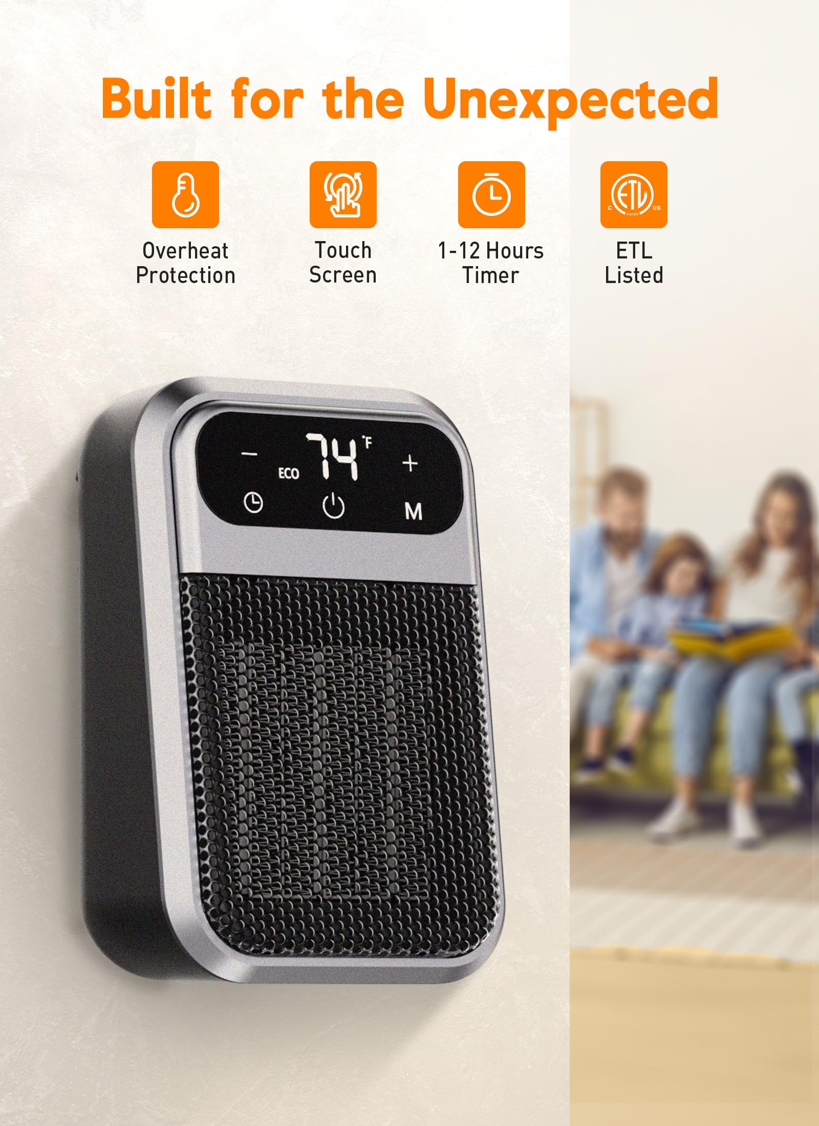 GiveBest 800W Portable Electric Space Heater with Remote Control, LED Display & Adjustable Thermostat - Compact Plug-in Wall Heater with Timer for Home, Office, RV, Bathroom - Perfect for Winter Indoor Heating & Energy Saving