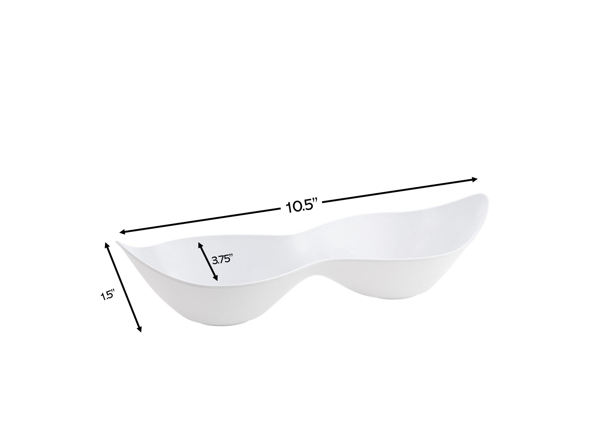 White Plastic 2-Section Small Serving Dish - 5 Pack for Party Appetizers, Snacks, Condiments & Finger Foods - Perfect for Entertaining, Picnics & Buffets