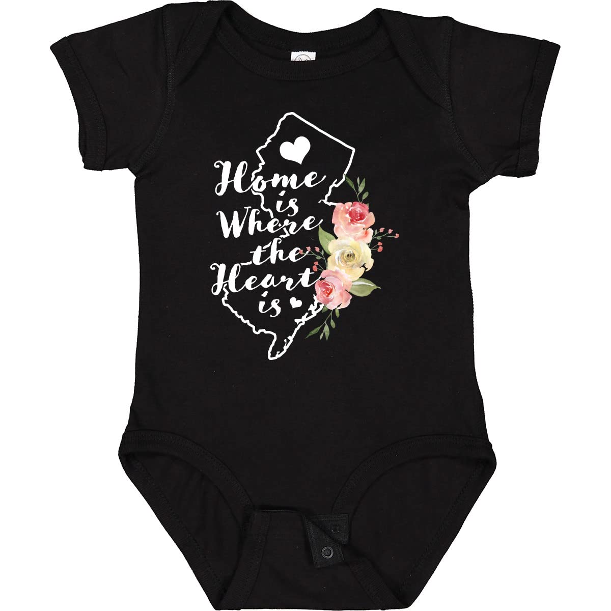 Inktastic New Jersey Home is Where The Heart is Watercolor Baby Bodysuit - Soft Cotton Infant Onesie for Newborns, Baby Showers & Family Photo Outfits