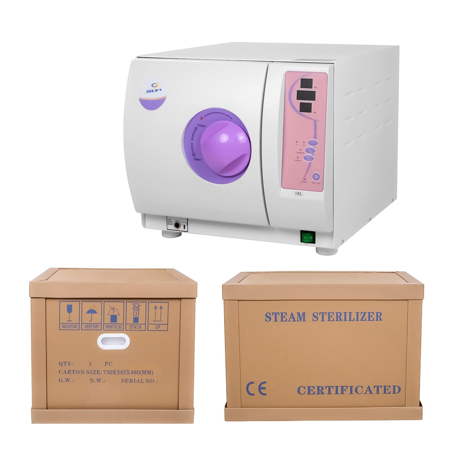16L/18L/23L Stainless Steel Class N Vacuum Steam Autoclave Sterilizer with Over Temperature & Pressure Protection - TKSUN-23L - Perfect for Dental Clinics, Tattoo Studios & Medical Equipment Sterilization