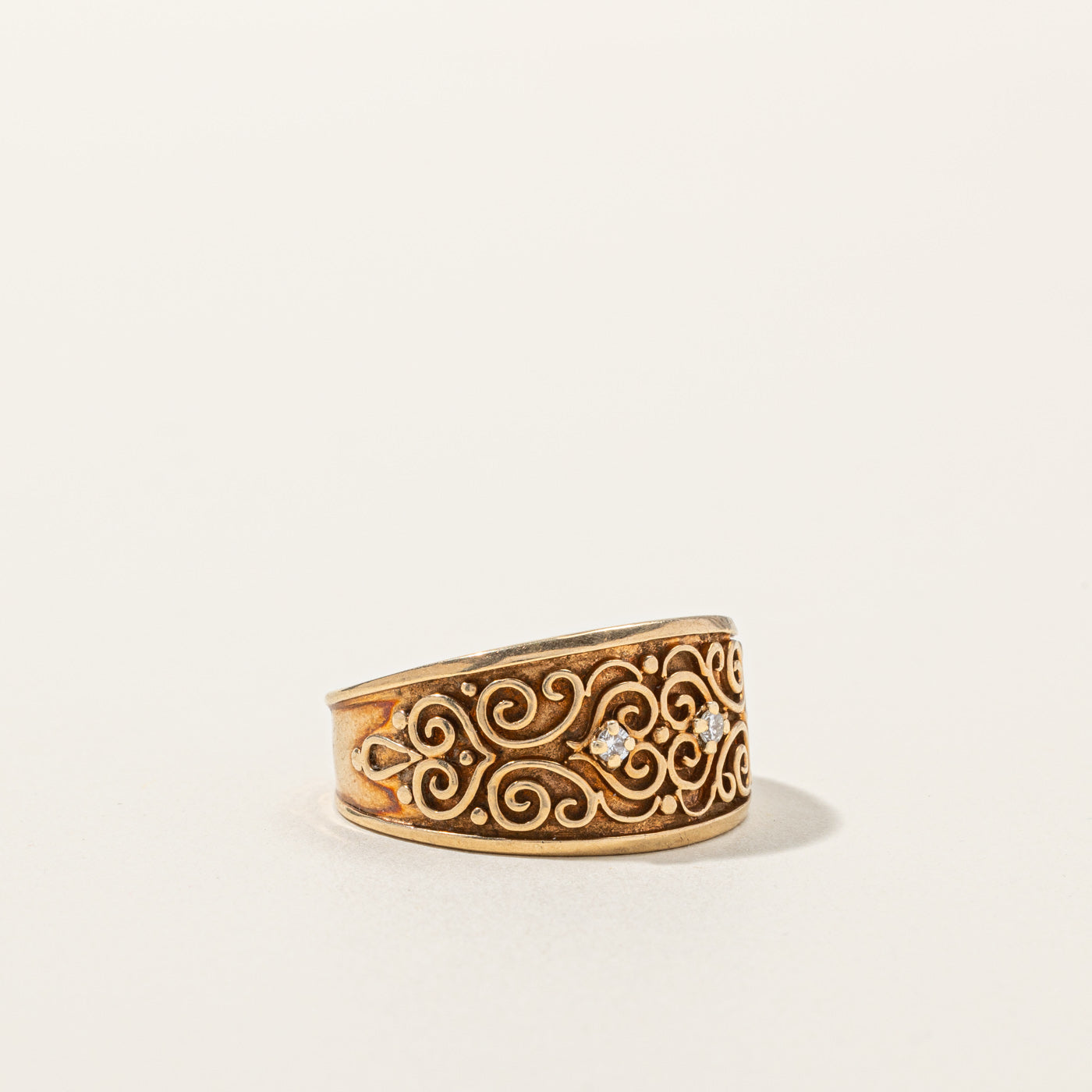 Exquisite Filigree Diamond Ring | 0.06ctw | Size 12.5 | Elegant Wedding Band, Anniversary Gift, or Special Occasion Jewelry