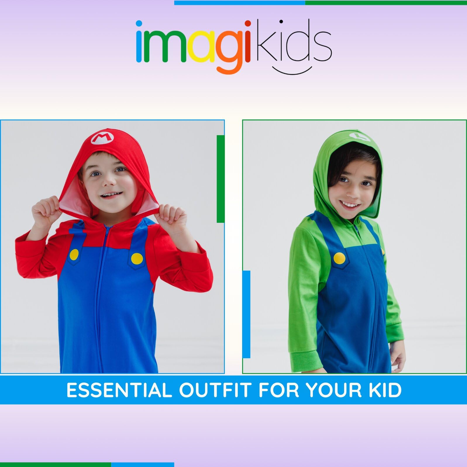 Super Mario Nintendo Zip-Up Pajama Coverall for Toddlers (2T-5T) - Soft & Comfortable Sleepwear for Kids' Bedtime & Playtime