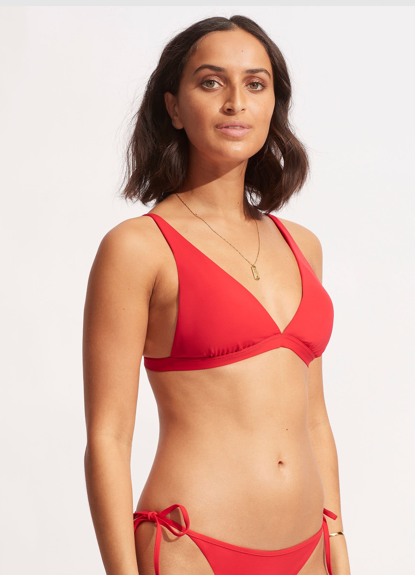 Seafolly Collective Longline Triangle Bikini Top - Chilli Red | Women's Swimwear for Beach, Pool & Vacation | Stylish & Comfortable Summer Fashion