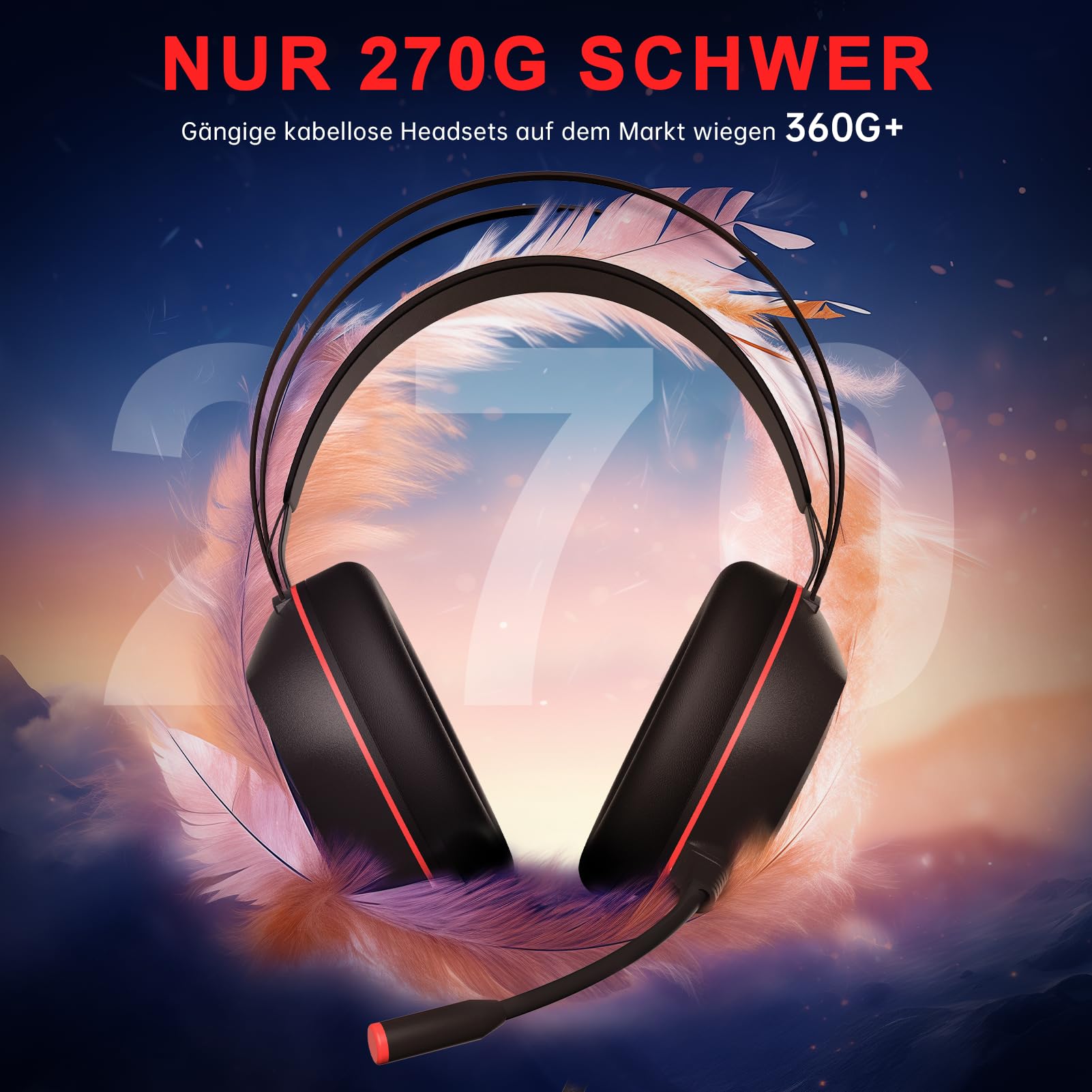Gvyugke PS5 Gaming Headset with Microphone - Wired RGB Headphones for PC, Xbox, PS5 - Noise Cancelling Over-Ear Headset (Black-Red) - Perfect for Competitive Gaming & Streaming