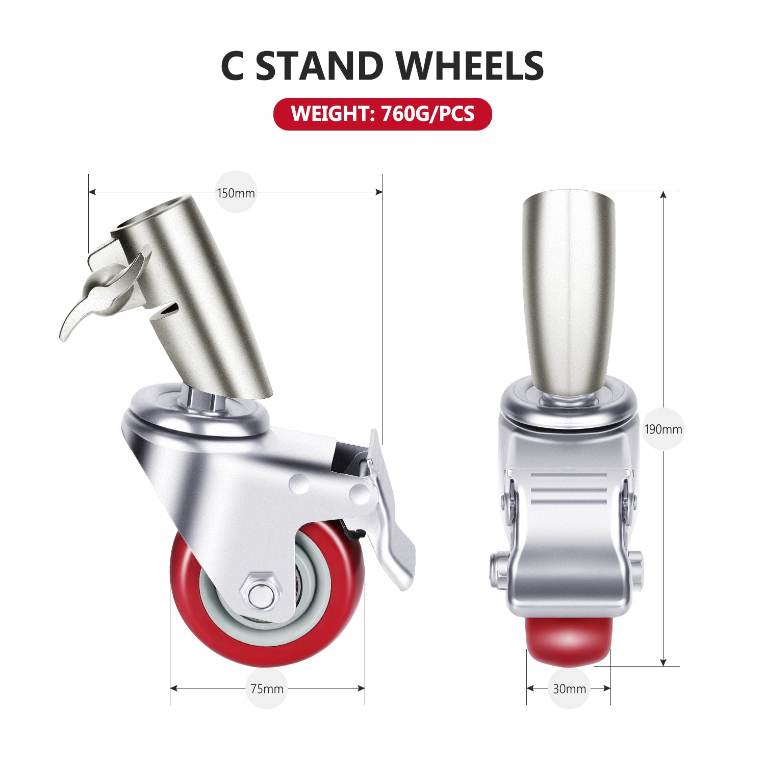 NEEWER 3 Pack Heavy Duty Swivel Caster Wheels Set - Professional Locking Casters for Furniture, Carts, and Workbenches - Smooth Rolling & Durable for Home, Office, and Workshop Use