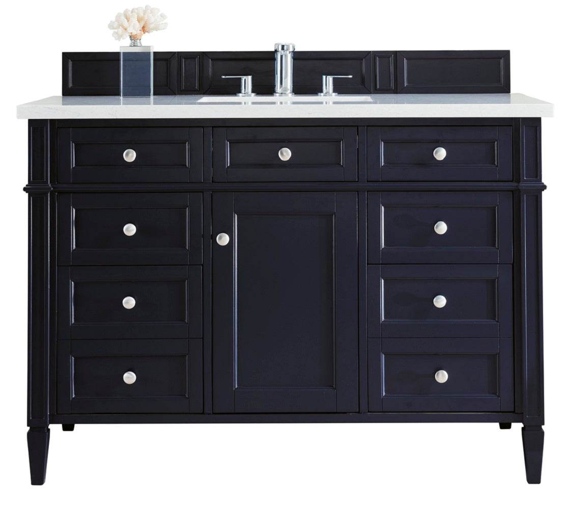 Brittany 48 Inch Single Bathroom Vanity with 3CM Arctic Fall Solid Surface Top in Victory Blue - Perfect for Modern Home Bathroom Renovation and Upgrade