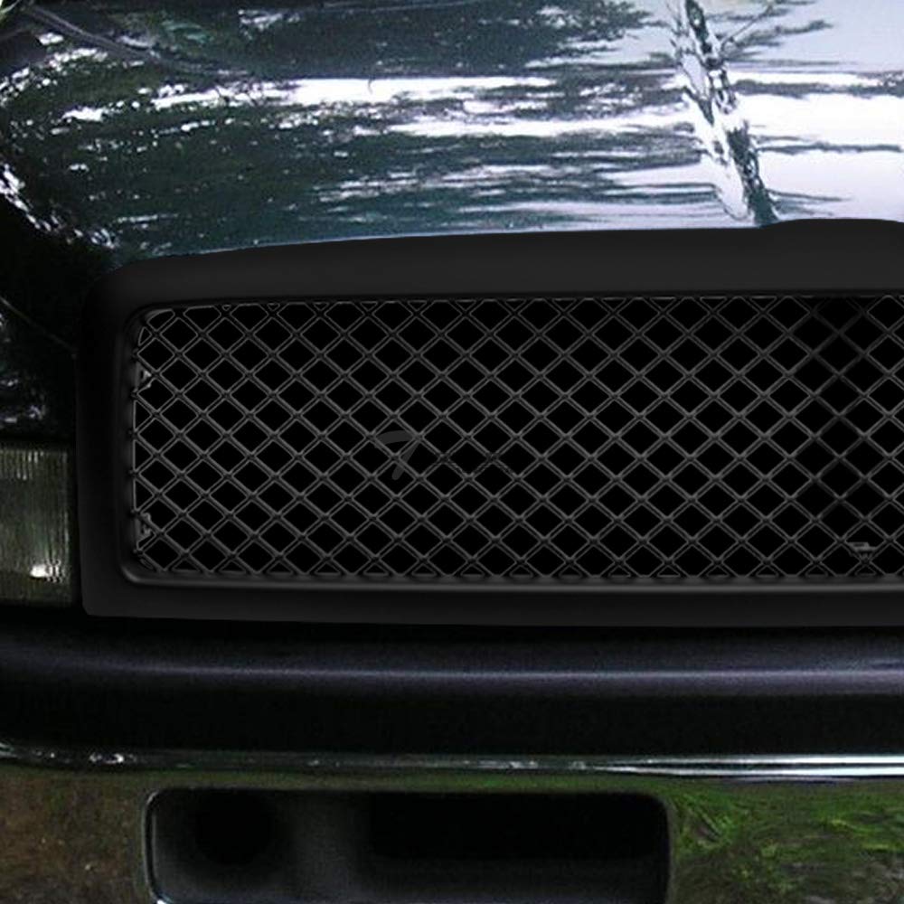 Matte Black ABS Mesh Front Hood Bumper Grill Grille Guard Compatible With 1994-2001 Dodge Ram 1500 & 1994-2002 Ram 2500 3500 - Durable Off-Road Protection for Trucks