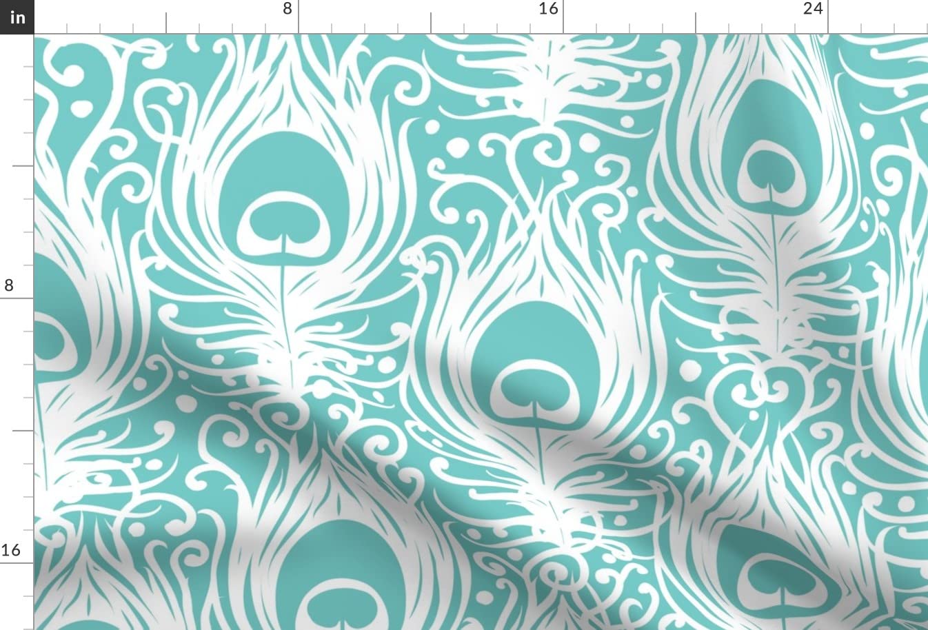 Soft Peacock Feathers Silhouette Printed Minky Fabric - Pastel Animal Bird Design Fat Quarter for Sewing Baby Blankets, Quilt Backing & Plush Toys | Premium Spoonflower Fabric for DIY Crafts & Home Decor Projects