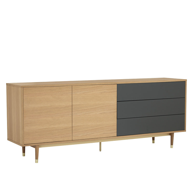 HOUSTON 200cm Sideboard Buffet Cabinet - Solid Oak & Grey Finish - Perfect for Dining Room Storage & Living Room Organization