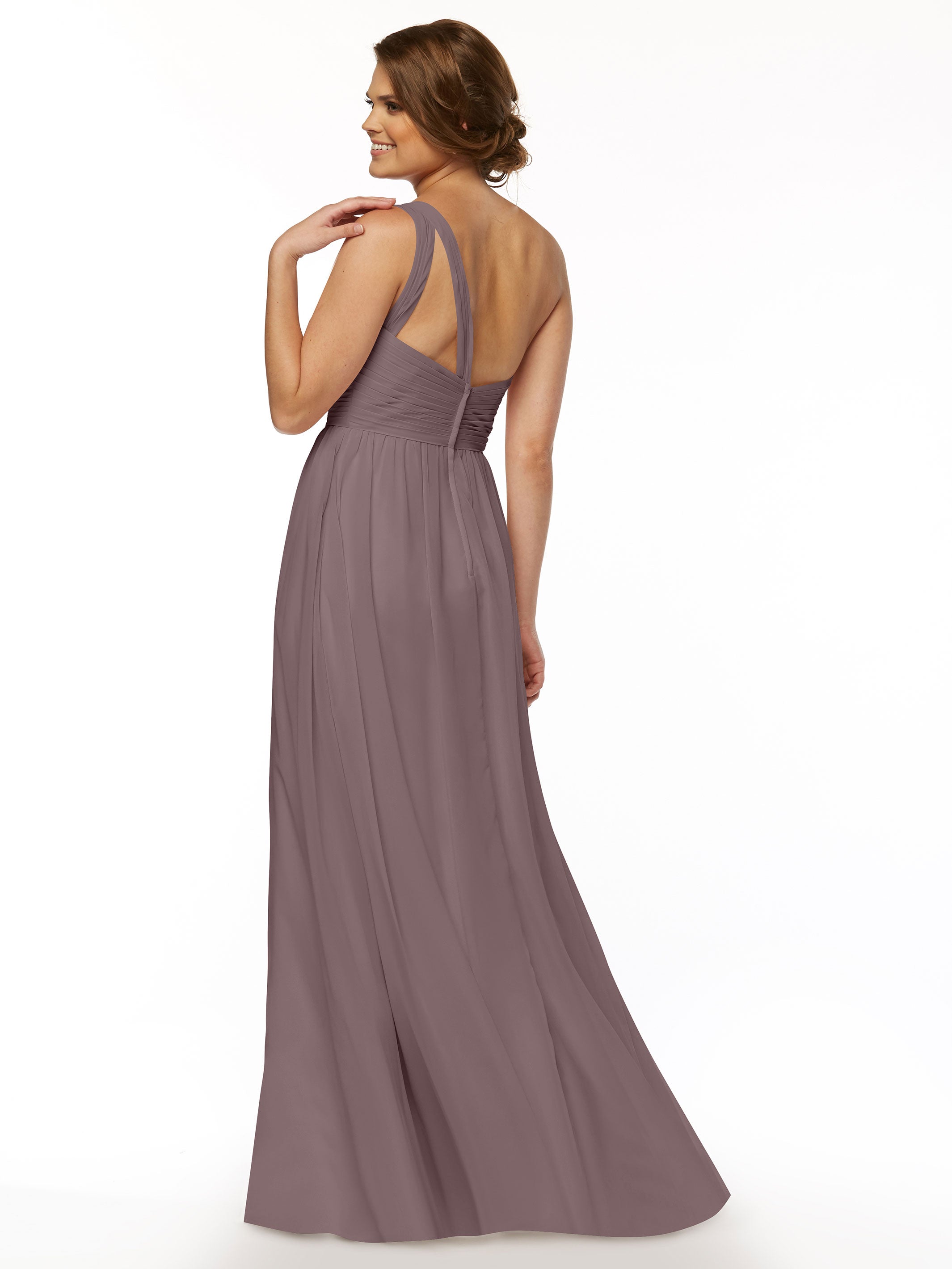 Elegant One Shoulder A-Line Chiffon Bridesmaid Dress with Ruching - Perfect for Weddings, Formal Events & Special Occasions