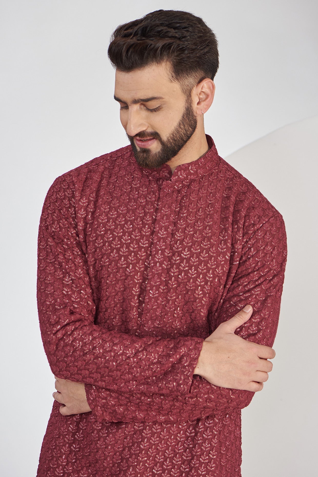 Elegant Maroon Chikankari Kurta for Women - Traditional Indian Embroidered Tunic Top - Perfect for Festivals, Weddings & Casual Wear