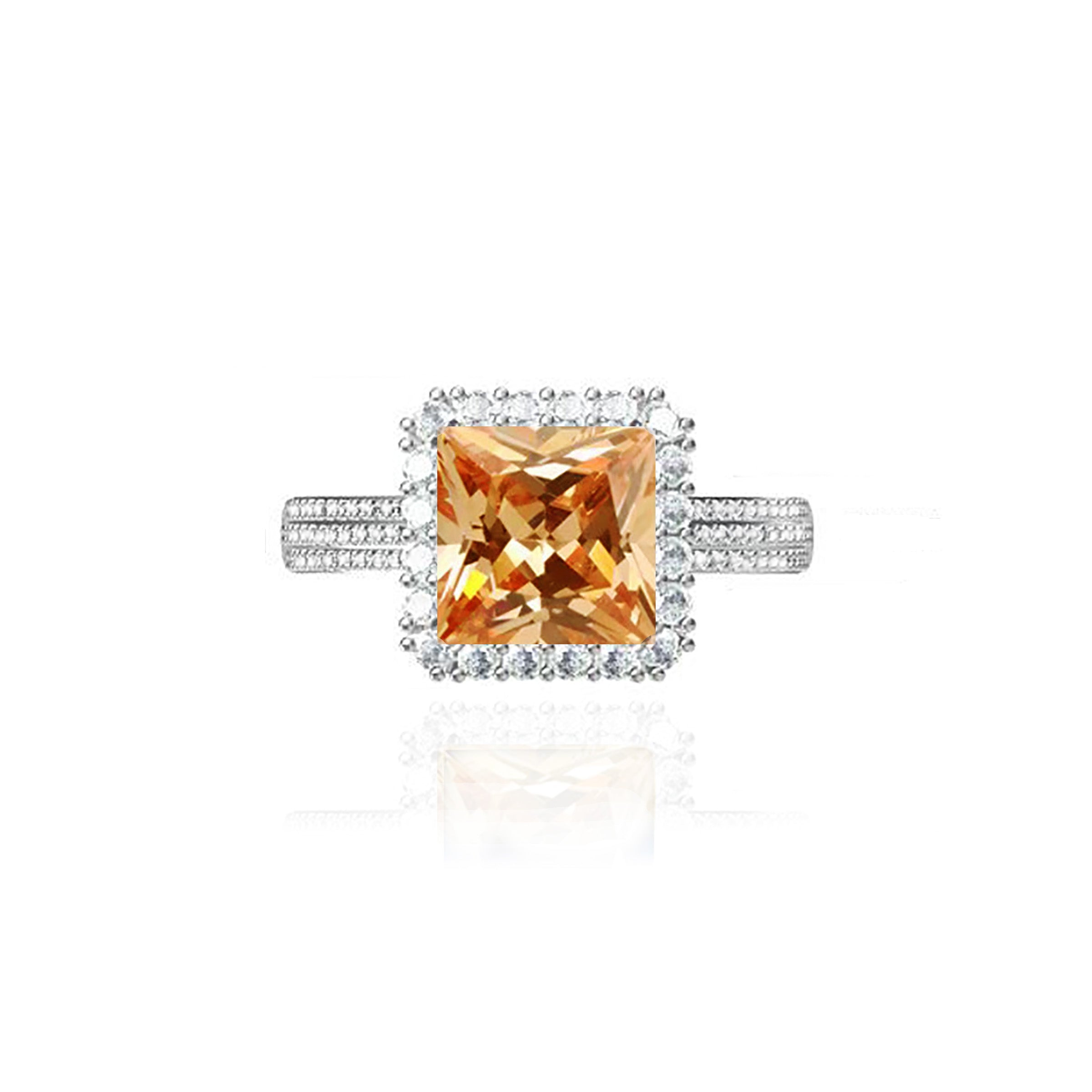 Princess Cut Moissanite Ring in Amber Dusk - Elegant Ashes Jewelry for Women | Perfect for Weddings, Anniversaries & Special Occasions