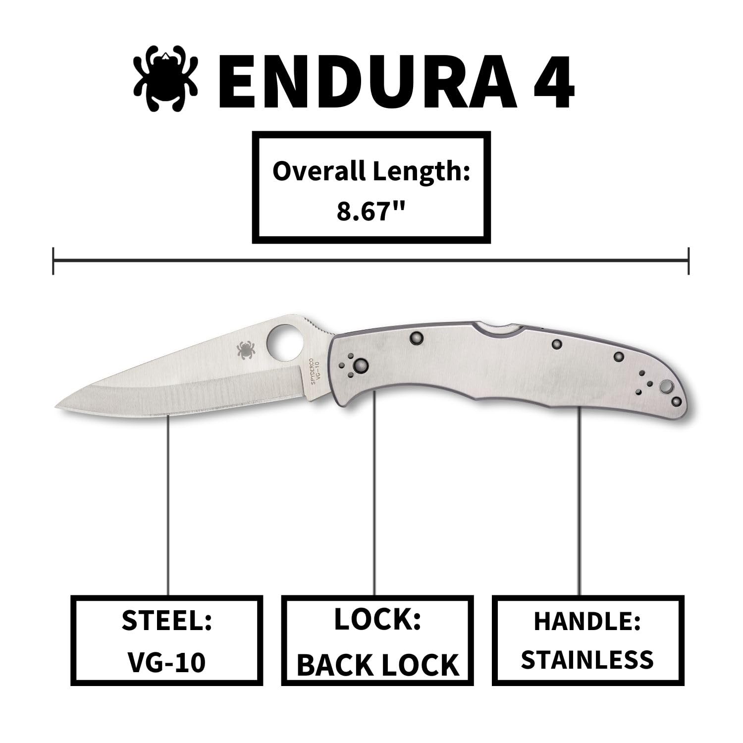 Spyderco Endura 4 Folding Knife - 3.82
