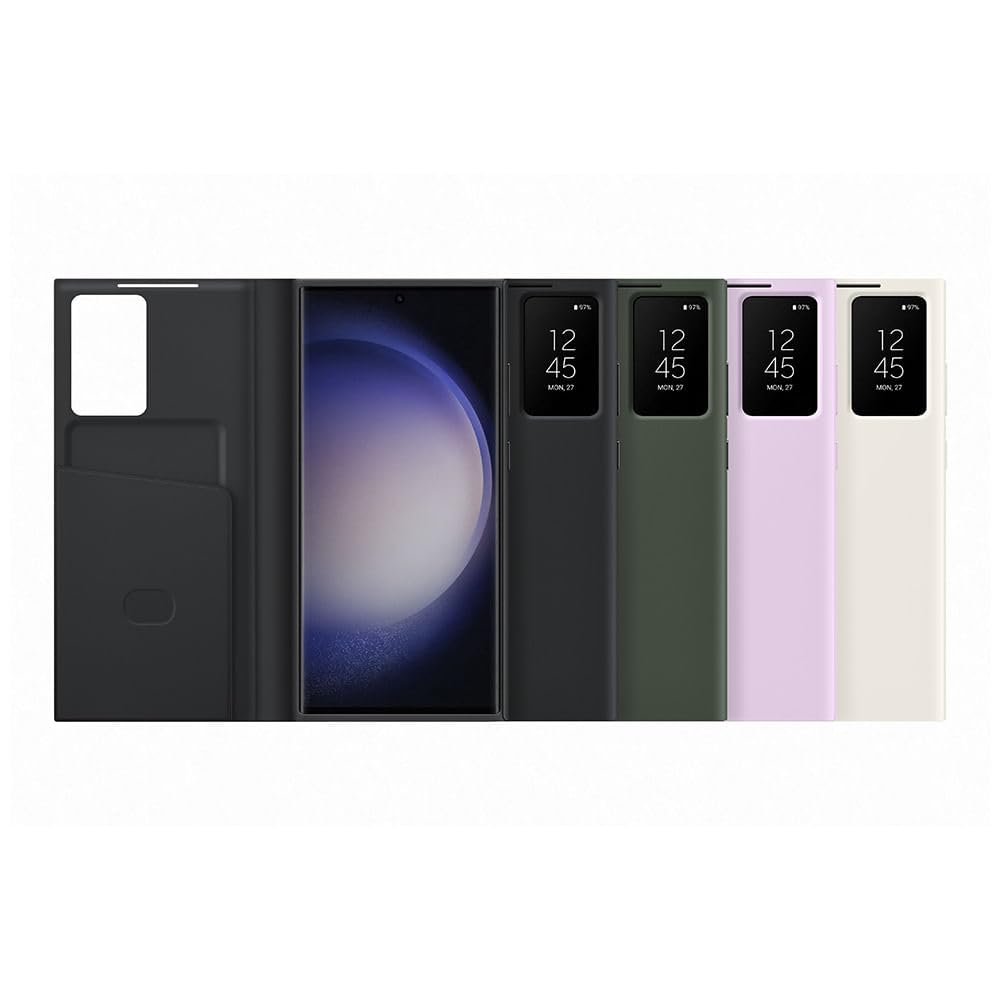 Samsung Galaxy S23 Ultra Smart View Wallet Case with Card Slot & Viewing Window - Khaki | Slim Protective Phone Cover for Credit Cards & ID | Perfect for Work, Travel & Everyday Use