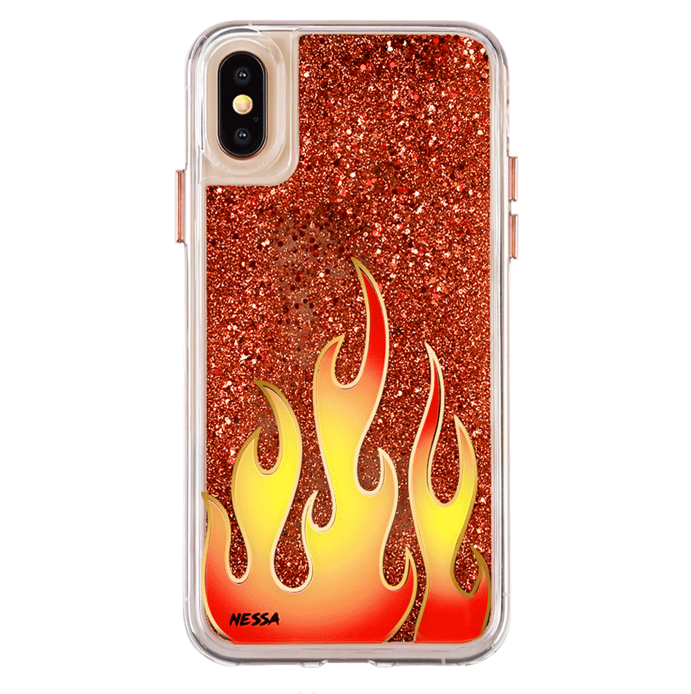 Sparkle Glitter Flames iPhone Case by Nessa - Trendy Protective Phone Cover for iPhone 13/14/15 Pro Max - Perfect for Parties, Concerts & Festivals