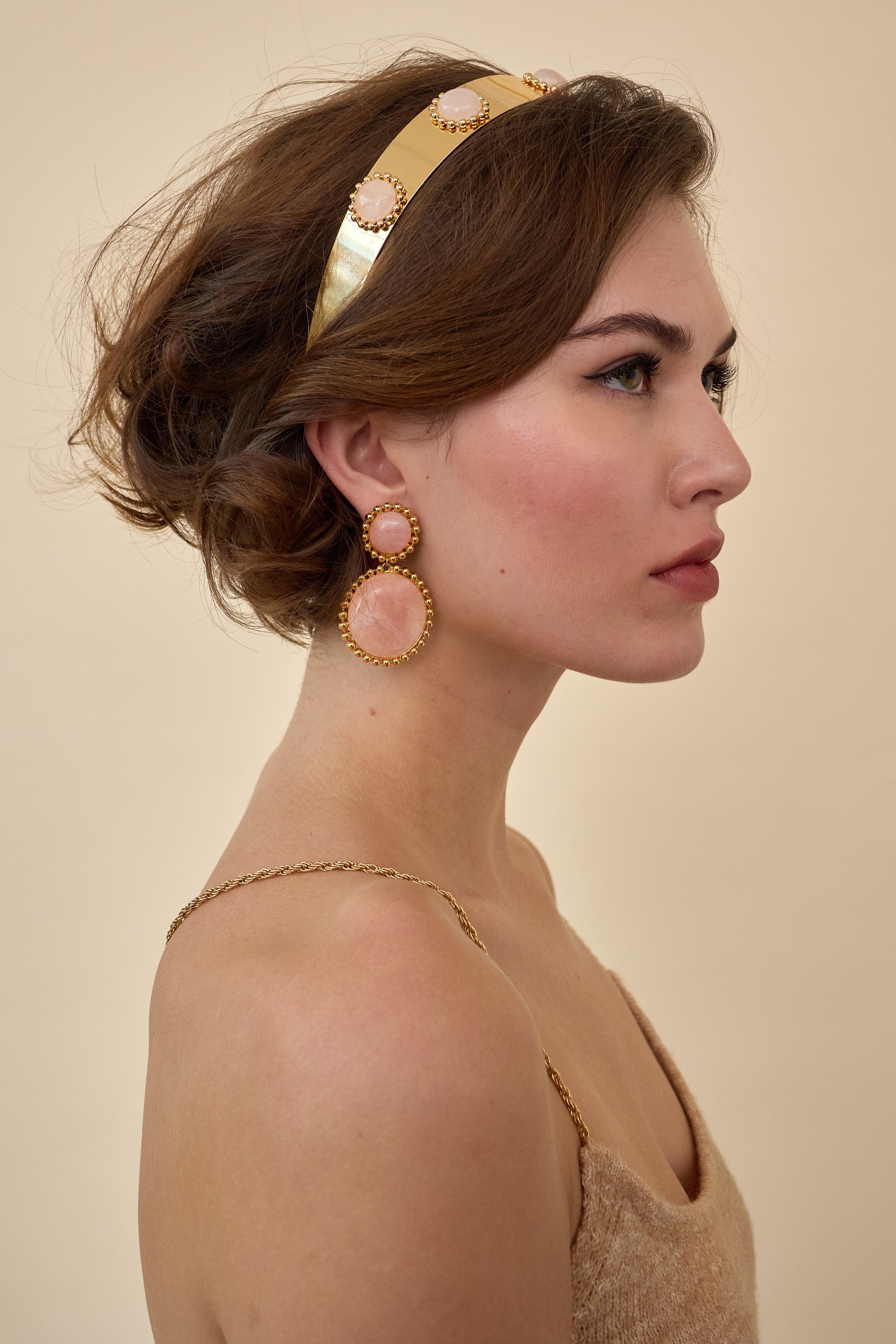 Liv Ballchain and Stone Petite Headband - Elegant Hair Accessory for Women, Girls | Perfect for Weddings, Parties & Everyday Wear