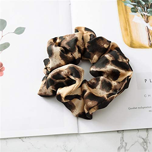 7 Pack Large Cheetah Print Elastic Satin Hair Scrunchies - Soft Hair Ties & Wristbands for Women & Girls (Sleep, Party, Shower, Curly Hair Care) - Fashionable Hair Accessories for Everyday Use, Workouts and Special Occasions