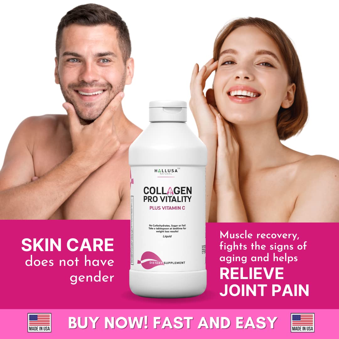 Hydrolyzed Liquid Collagen with Vitamin C - Supports Skin, Hair & Joint Health - Ideal for Anti-Aging & Wellness Routine
