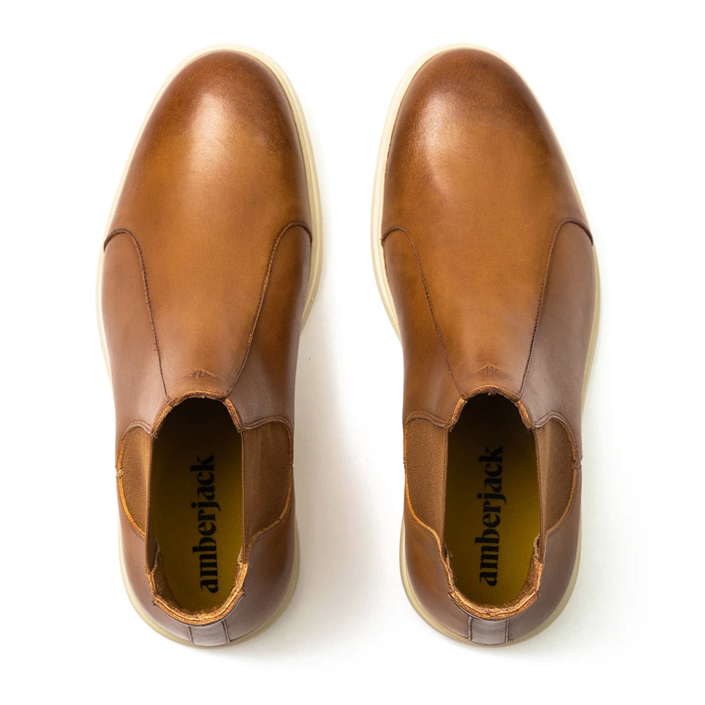 The Chelsea Boots for Women - Honey & Cream Leather Ankle Boots - Stylish & Comfortable for Fall, Winter & Casual Outfits