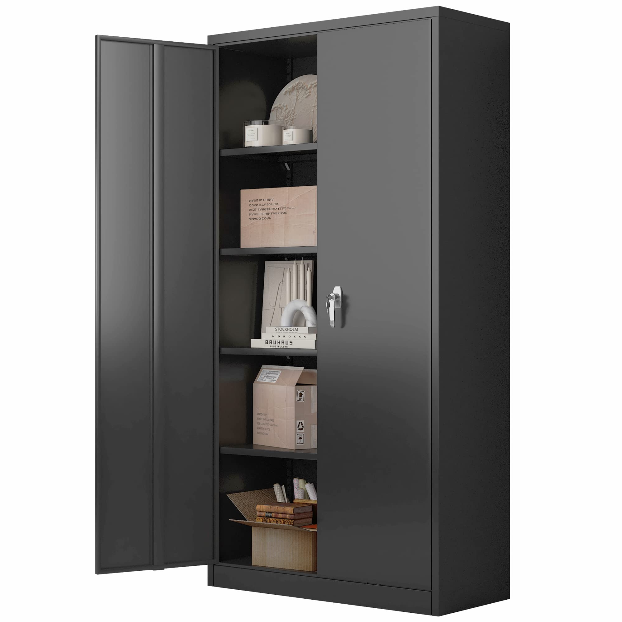 GangMei Heavy Duty Metal Storage Cabinet with 4 Adjustable Shelves - 72