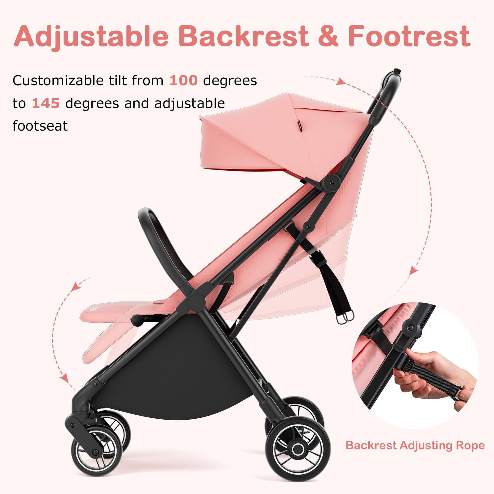 INFANS Lightweight Baby Stroller for Travel - Ultra Compact Fold, Airplane Approved, One-Hand Gravity Fold with Near Flat Recline | Perfect for Infants 0-36 Months | Ideal for Air Travel, Shopping, and Daily Walks