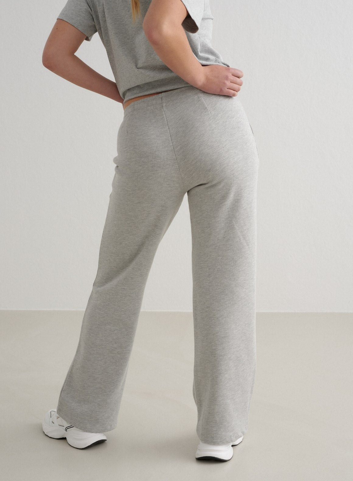 Grey Melange Wide Sweatpants for Women - Soft Cotton Joggers with Elastic Waistband | Perfect for Yoga, Lounging & Casual Outfits