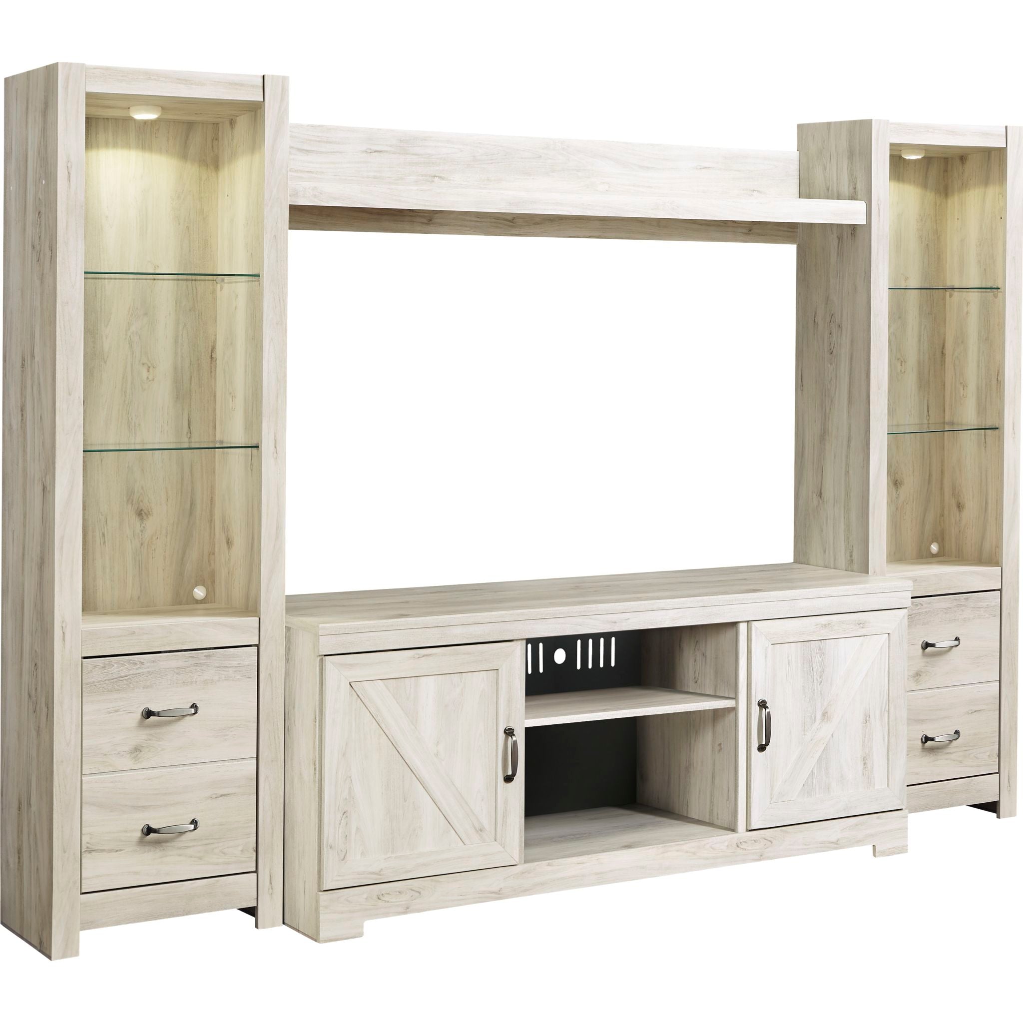 Bellaby 5-Piece Entertainment Unit TV Stand Set - Modern Whitewash Finish for Living Room, Home Theater & Media Storage
