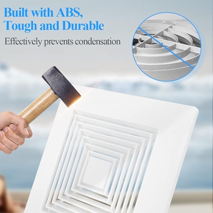 WiseWater 9.6x9.6 Inch Bathroom Ceiling Fan Grille with Springs - Replacement Vent Cover for Broan-Nutone Exhaust Fan, Air Diverter & Ceiling Diffuser - Perfect for Bathroom, Kitchen & Laundry Room Ventilation