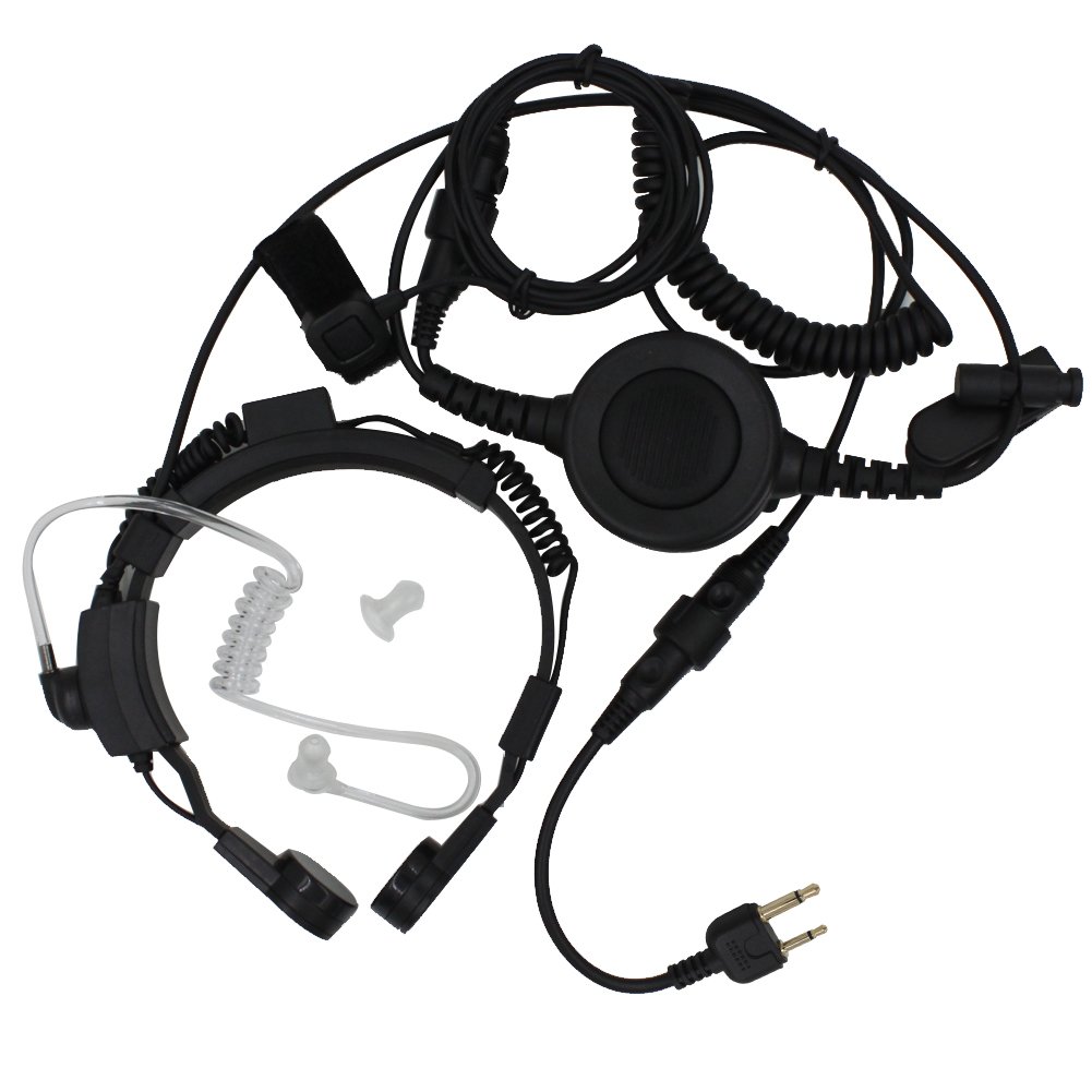 AOER Military Grade Tactical Throat Mic Headset with Big Finger PTT for ICOM 2-Pin Radio - Secure Communication for Outdoor, Hunting, Airsoft & Tactical Operations