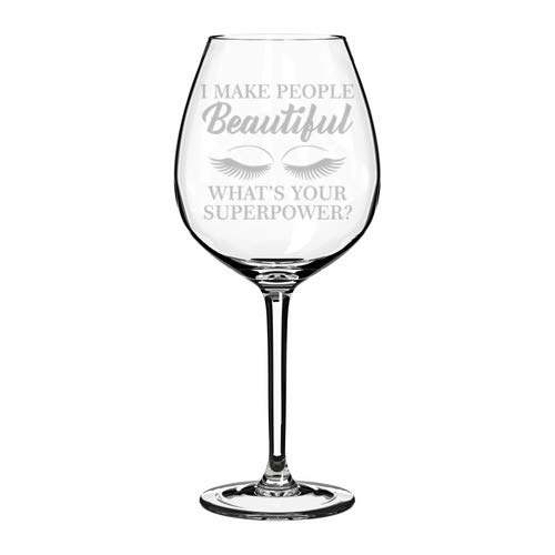 20 oz Jumbo Wine Glass Goblet - Funny Gift for Makeup Artists & Estheticians - 'I Make People Beautiful, What's Your Superpower?' - Perfect for Cosmetology Graduation, Spa Appreciation Gifts & Beauty Professional Celebrations