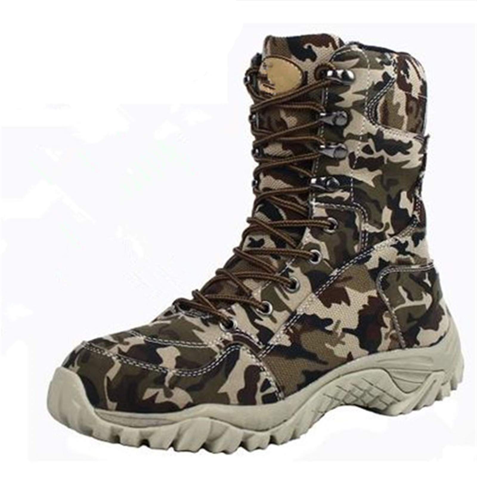 Men's Military Tactical Boots - Winter Leather Combat Boots with Breathable Camouflage Design & Lace Up Closure | Perfect for Hiking, Outdoor Adventures & Work Safety