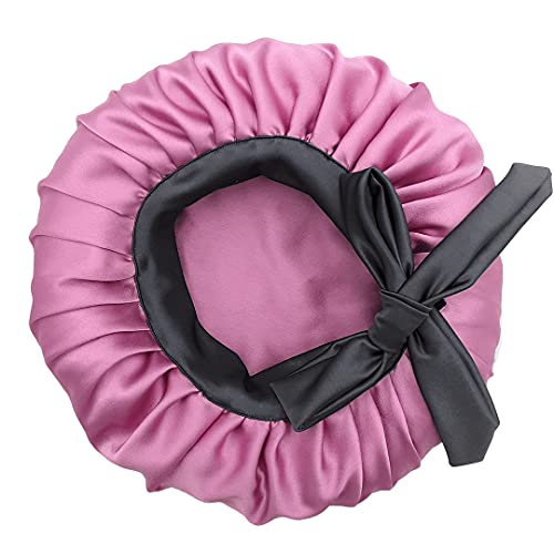 Hairloveindia Solid Satin Bonnet for Women - Barbie Pink (Light Onion Pink) | Silk Hair Bonnet for Sleeping, Protective Hair Cover for Curly, Natural, Afro & Braided Hair