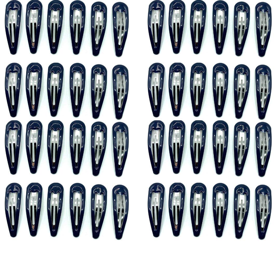 48 Pack Girls Bendies Snap Clips Hair Clips - Non-Slip Hair Accessories for School, Sports & Daily Use (Navy Blue) - Perfect for Toddlers, Kids & Teens