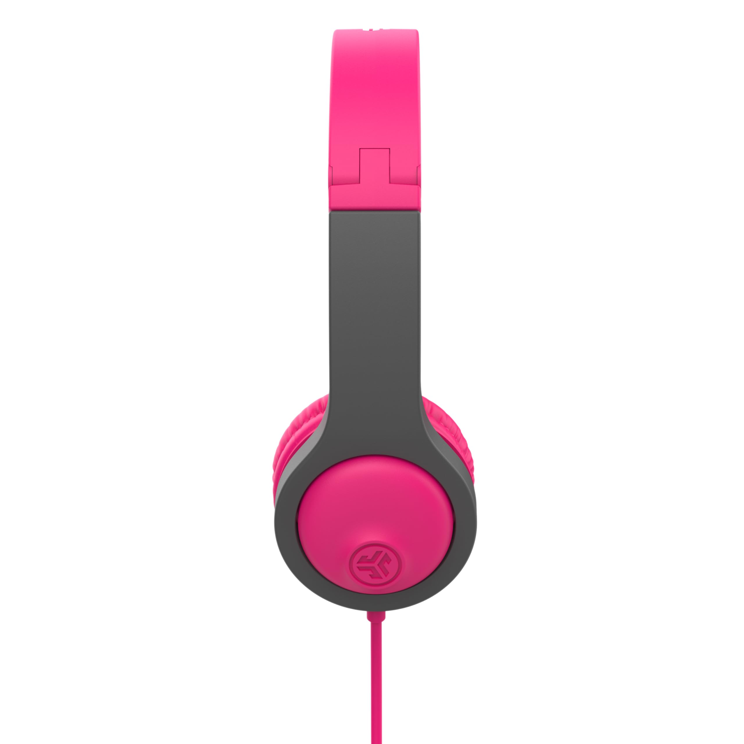 JLab JBuddies Gen 2 Folding Kids Headphones - Volume Limited Safe Headphones for Toddlers Ages 2+ with Noise Isolation | Pink & Grey | Perfect for Airplane Travel, Online Learning & Home Entertainment