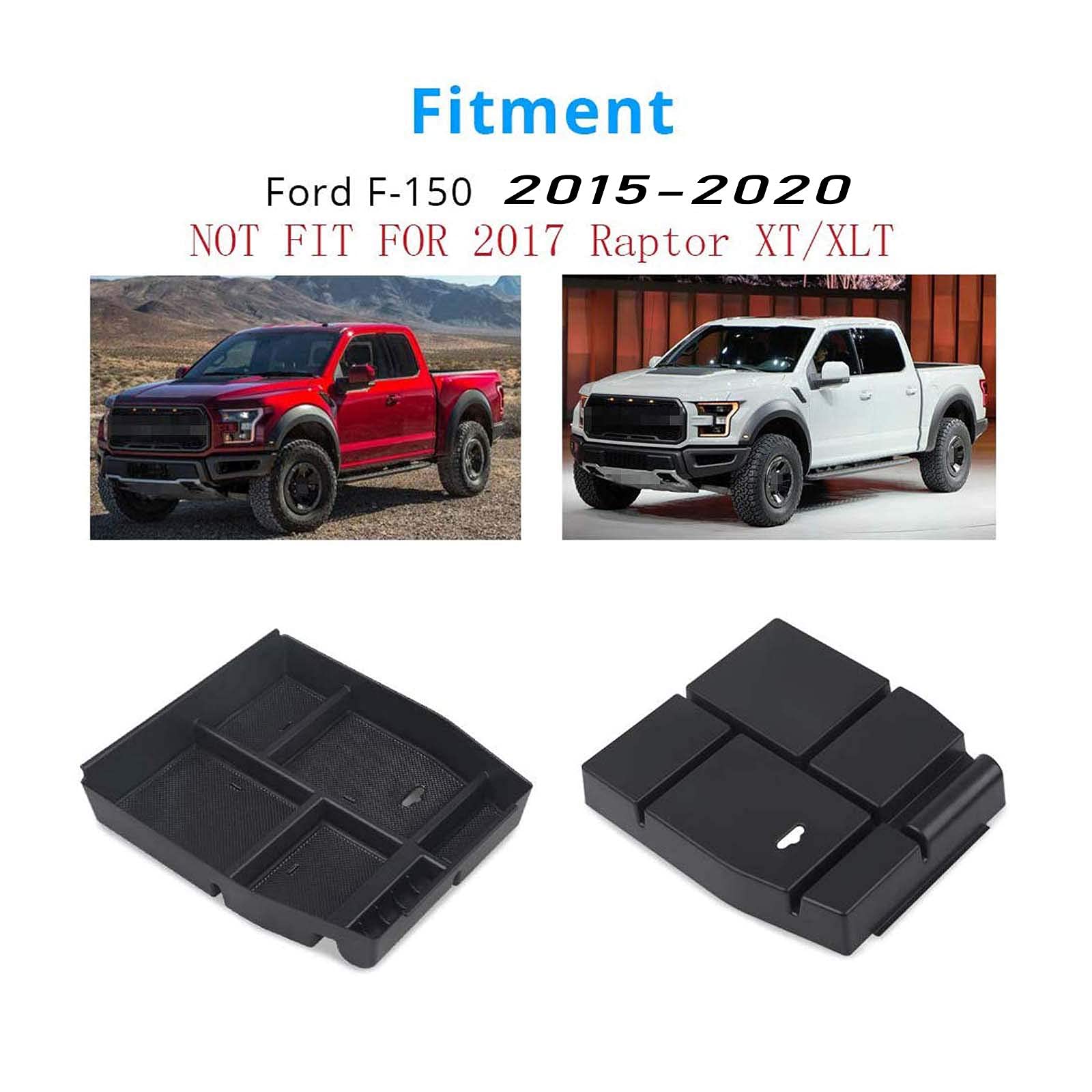 Premium Center Console Organizer Tray for Ford F150 (2015-2020) - Armrest Storage Box Accessories | Perfect for Road Trips, Work Commutes & Daily Organization