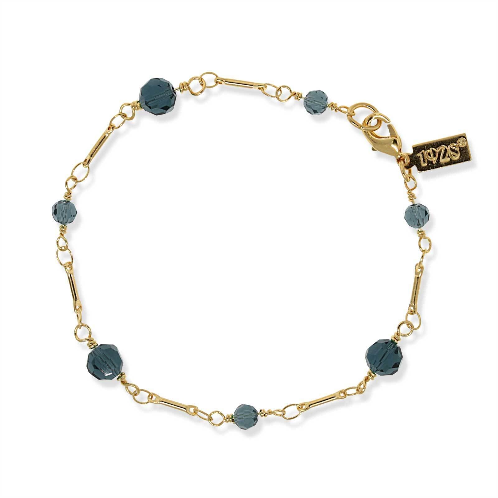 1928 Jewelry Faceted Crystal Beaded Chain Bracelet for Women - 7 Inch Adjustable Vintage Style Boho Bracelet for Party, Wedding & Everyday Wear