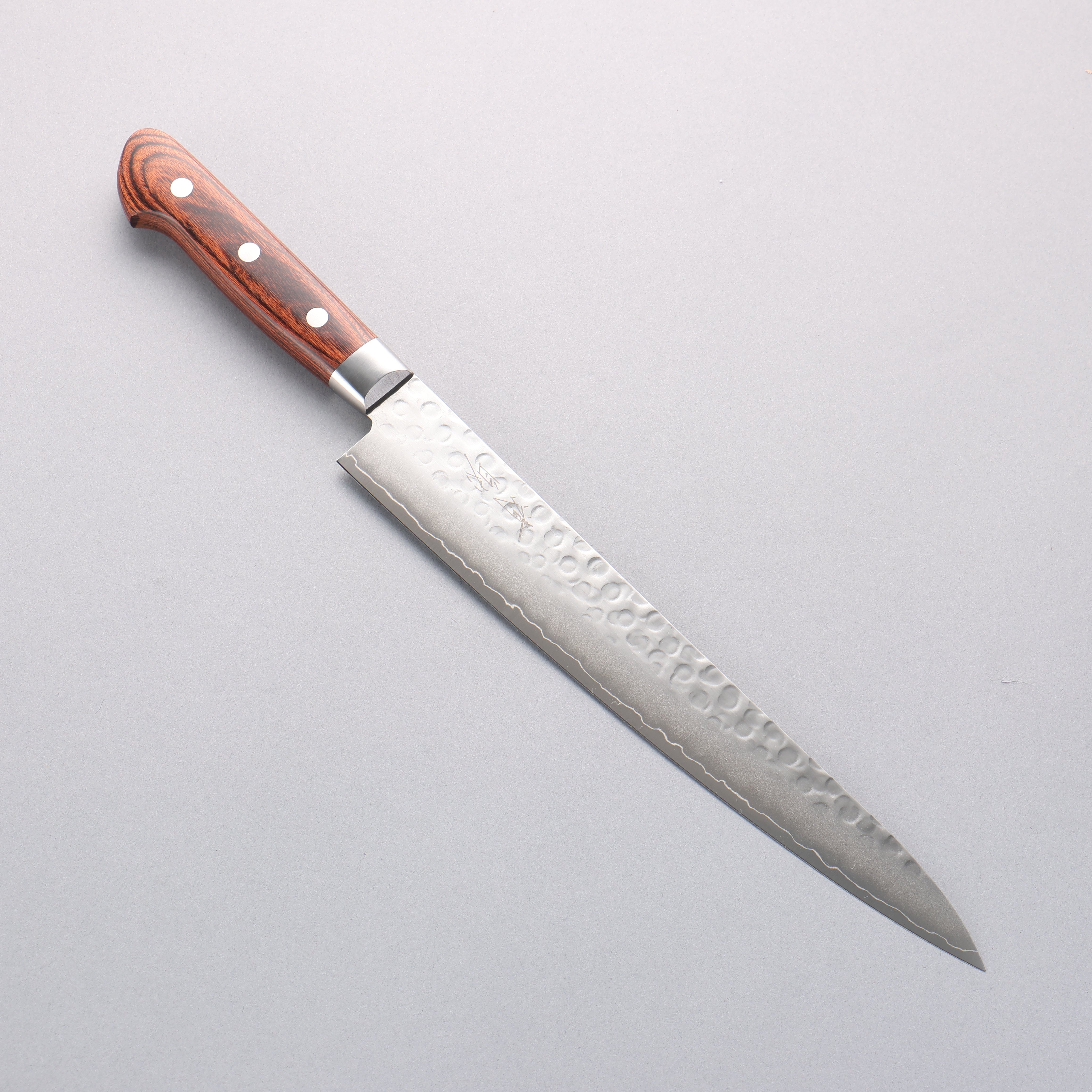 Premium Seisuke Swedish Steel Hammered Sujihiki Knife 240mm - Japanese Chef Knife with Mahogany Handle for Slicing Meat, Sushi & Precision Cutting