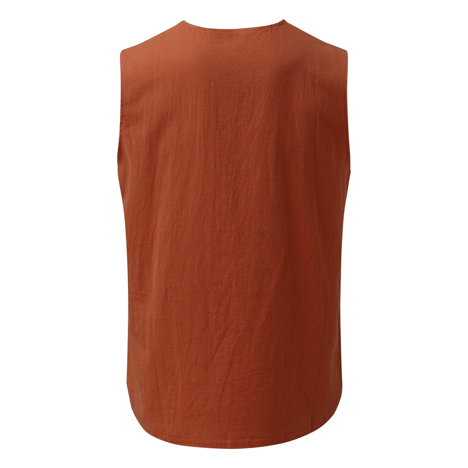 Men's Linen Cotton Sleeveless V-Neck Tank Top - Breathable Summer Casual Tee with Pockets for Beach, Fitness & Hippie Style | Perfect for Outdoor Activities, Yoga & Music Festivals