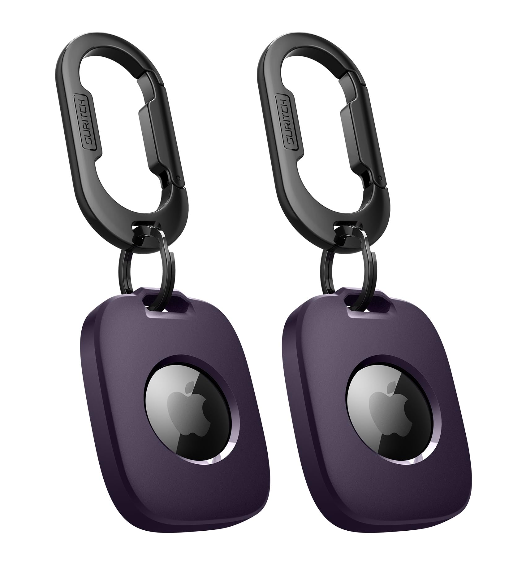 SURITCH 2 Pack AirTag Case with Keyring - Scratch-Resistant Cover for Keys, Pets & Bags (Purple) - Perfect for Travel & Daily Use