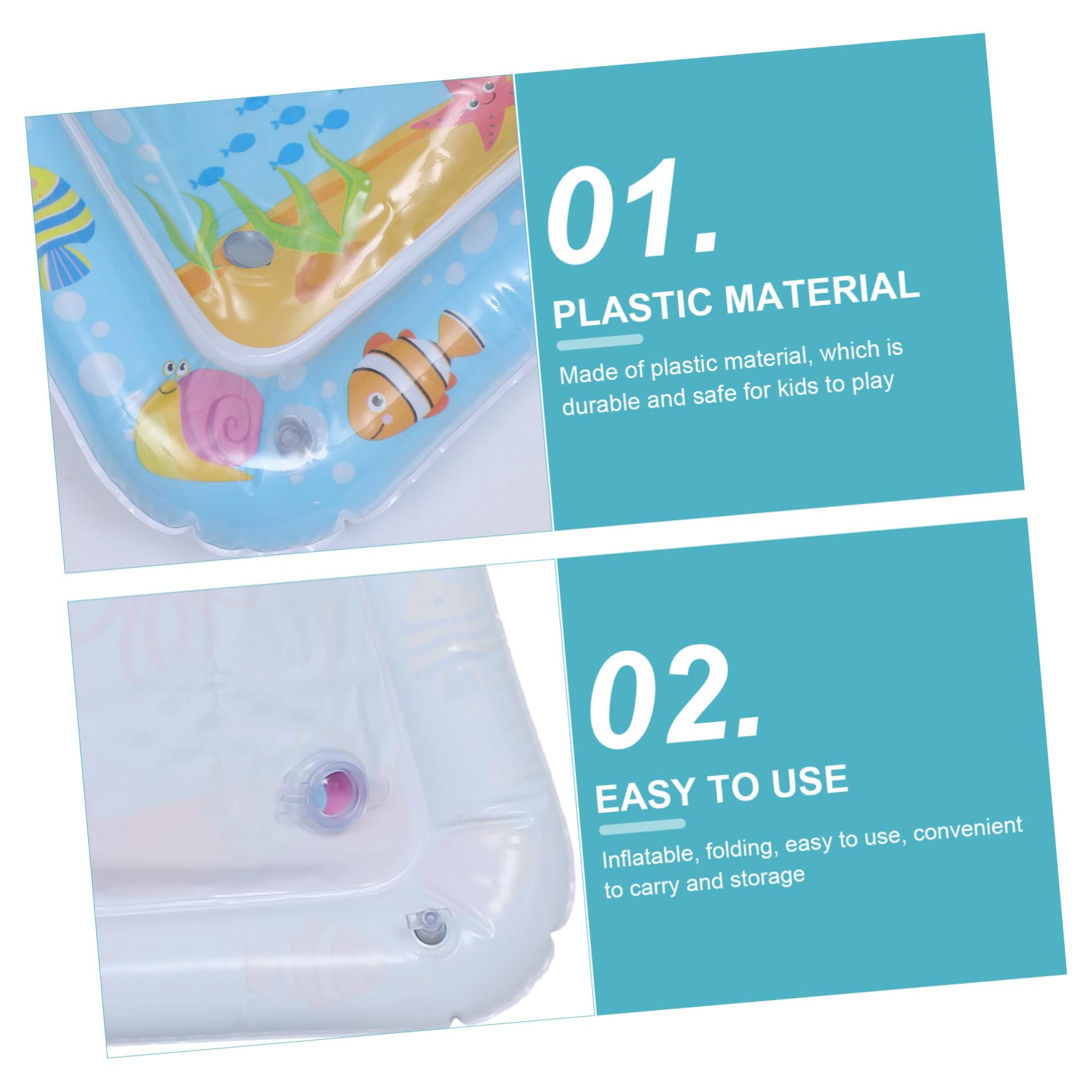 CIMAXIC 2 Pack Baby Tummy Time Water Play Mat - Blue Ocean Themed Sensory Activity Mat for Infants & Toddlers | Safe BPA-Free Plastic for Crawling, Learning & Developmental Play