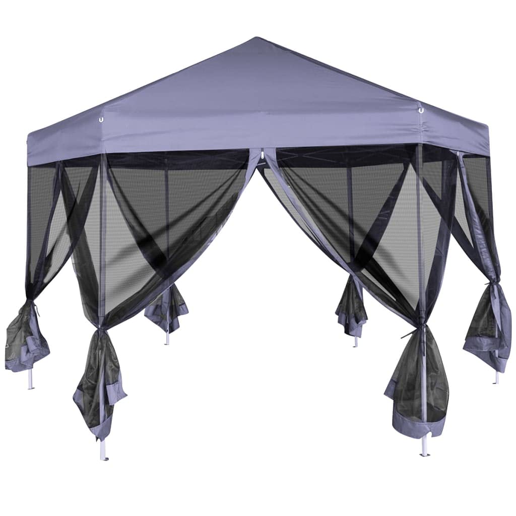 Fast Delivery Outdoor Party Tent - Hexagonal Pop-Up Canopy Shelter with 6 Sidewalls for Weddings, BBQ & Events (11.8'x10.2', Dark Blue) | Perfect for Backyard Gatherings, Camping & Outdoor Celebrations