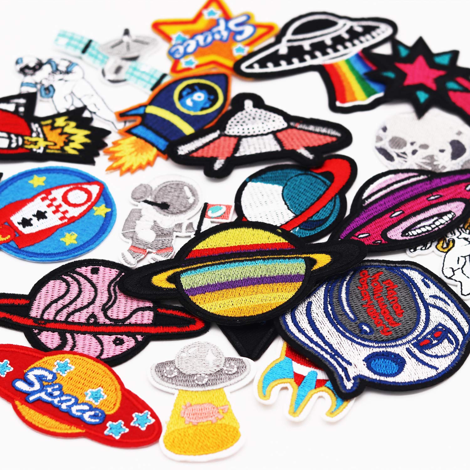 22pcs Space Planet Astronaut Iron-On Patches - Embroidered Applique DIY Sew On Patches for Jeans, Jackets, Kids Clothing, Bags & Caps - Space Themed Craft Supplies for Costumes, Gifts & School Projects
