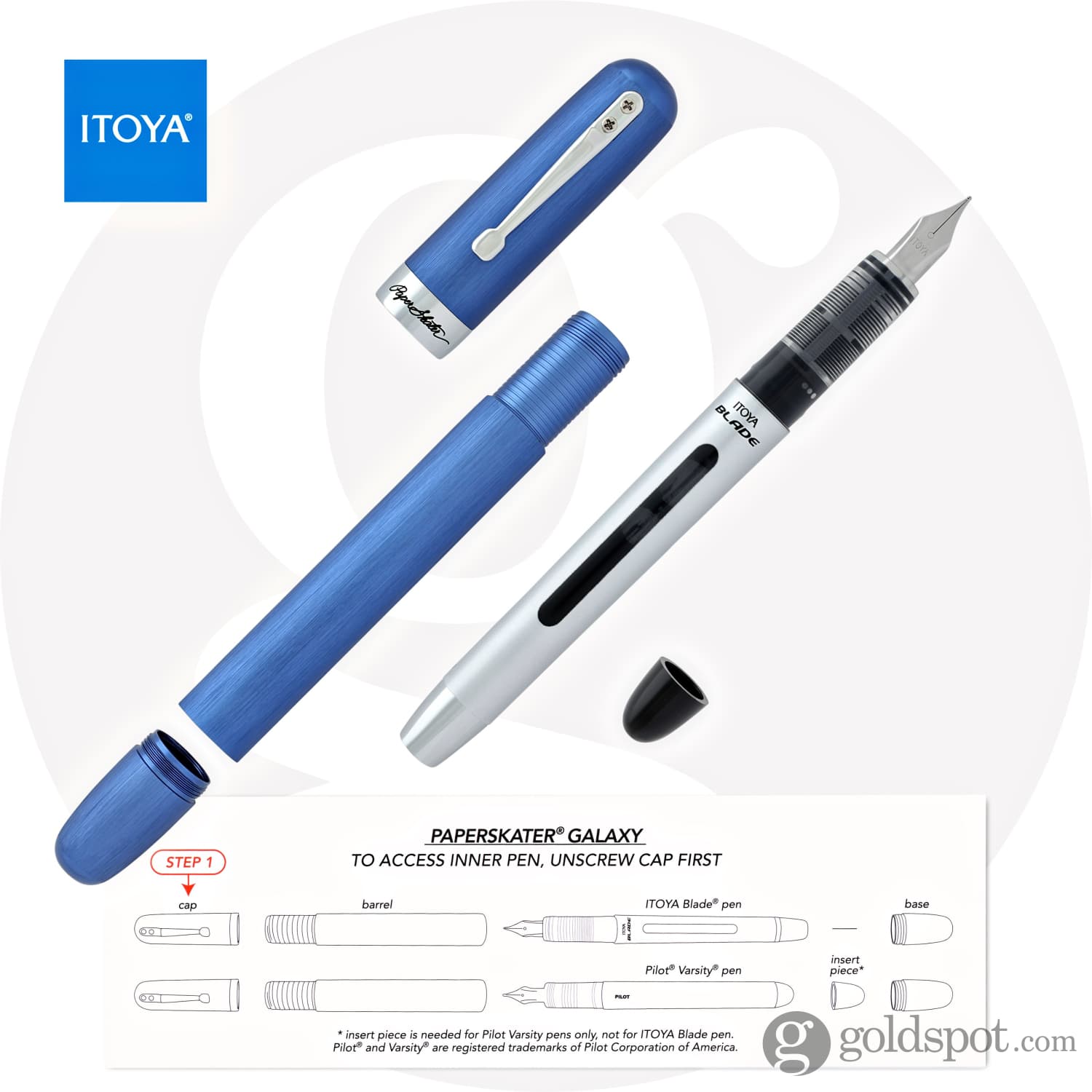 Itoya PaperSkater Galaxy Fountain Pen - Cobalt Blue Fine Point Nib for Smooth Writing | Perfect for Journaling, Calligraphy & Office Use