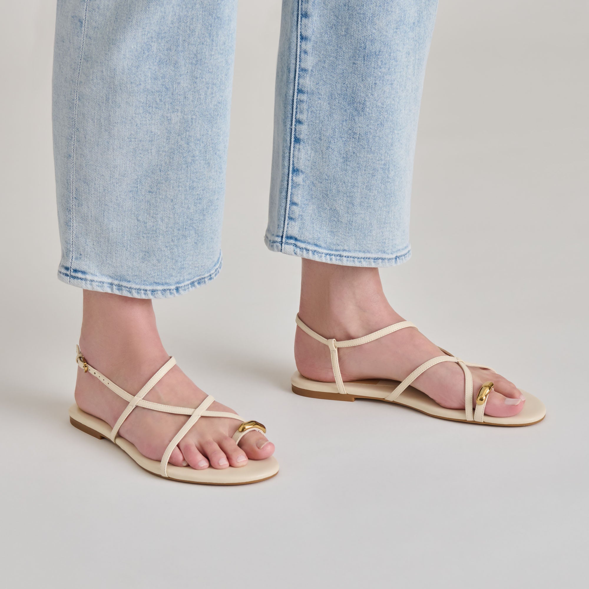 Premium KESHA Leather Sandals for Women - Comfortable Bone Color Strappy Sandals - Perfect for Beach, Vacation & Summer Outfits