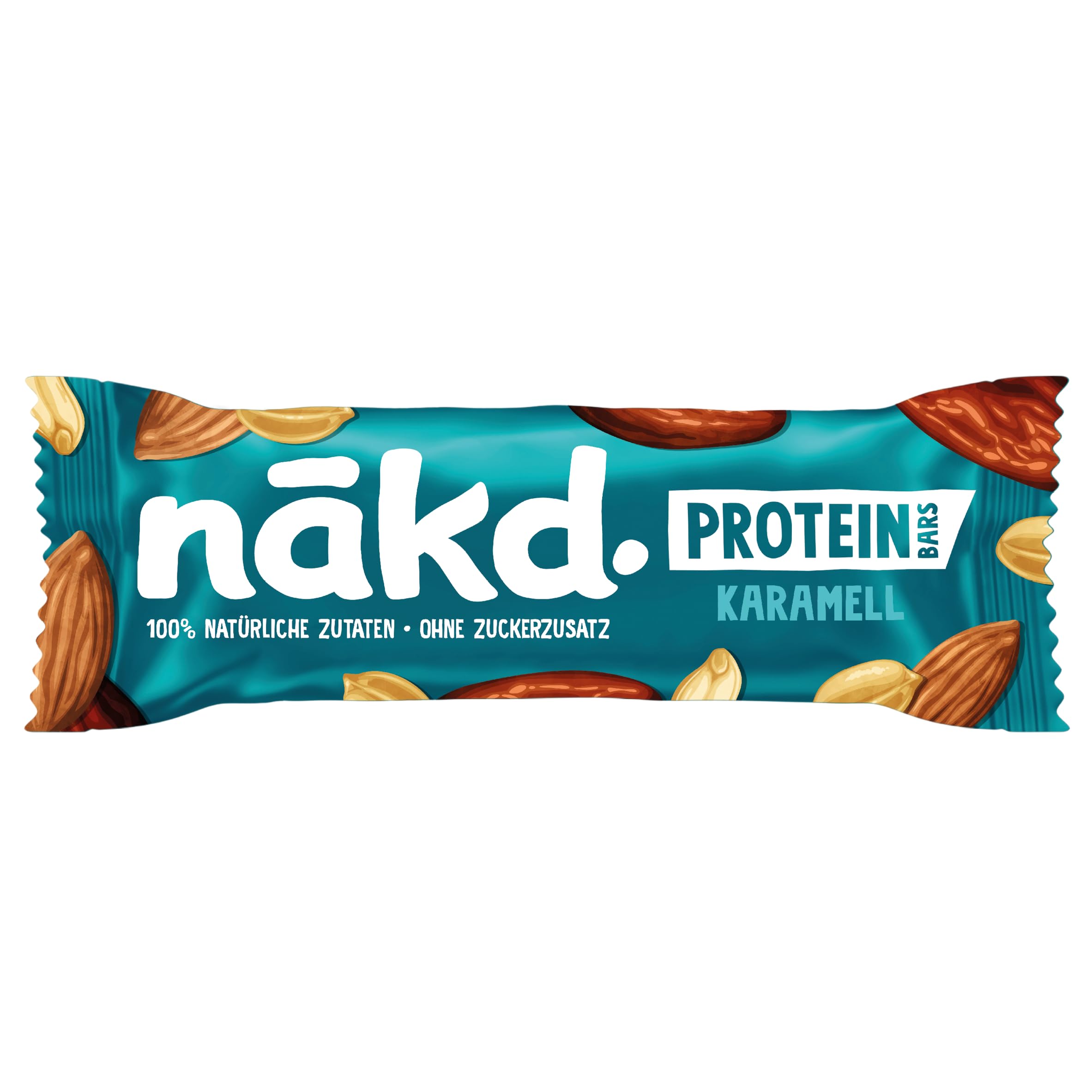 Nākd. Protein Caramel Bar | Plant-Based Protein Snack | 7g Vegan Protein | 100% Natural Ingredients | No Added Sugar | Vegan & Gluten-Free | 16 x 45g (720g Pack) | Perfect for Post-Workout, Hiking & Healthy On-the-Go Snacking
