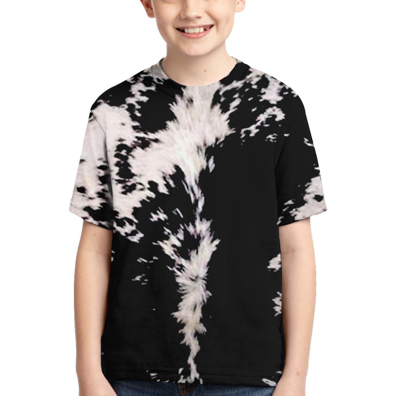 Black and White Cowhide Print Kids Short Sleeve T-Shirt - Soft Cotton Casual Tee for Boys | Perfect for School, Playdates & Everyday Wear
